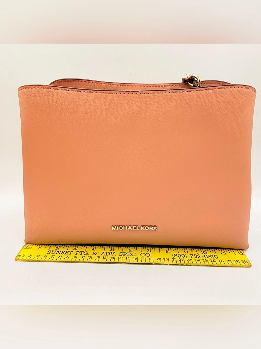 Michael Kors Portia Large East West Saffiano Leather Satchel Soft Pink Bag